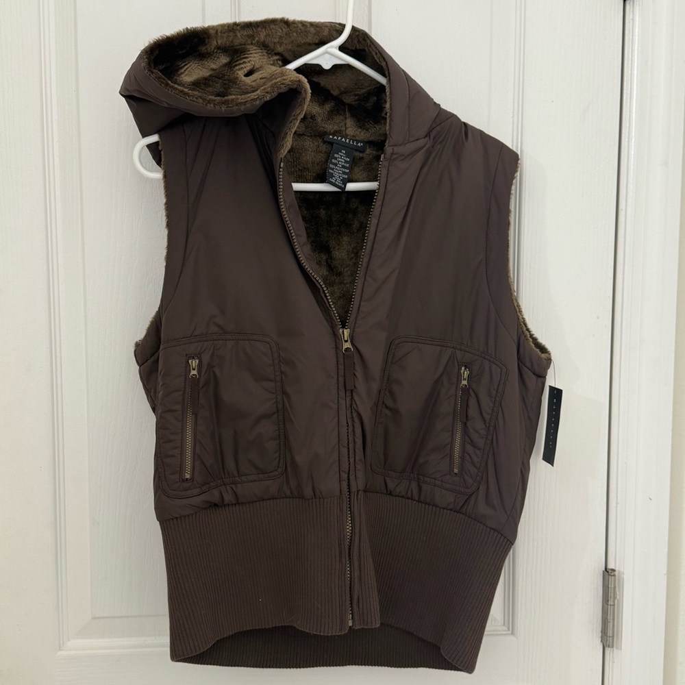 Rafaella Faux Fur Vest in Chocolate Brown size 14